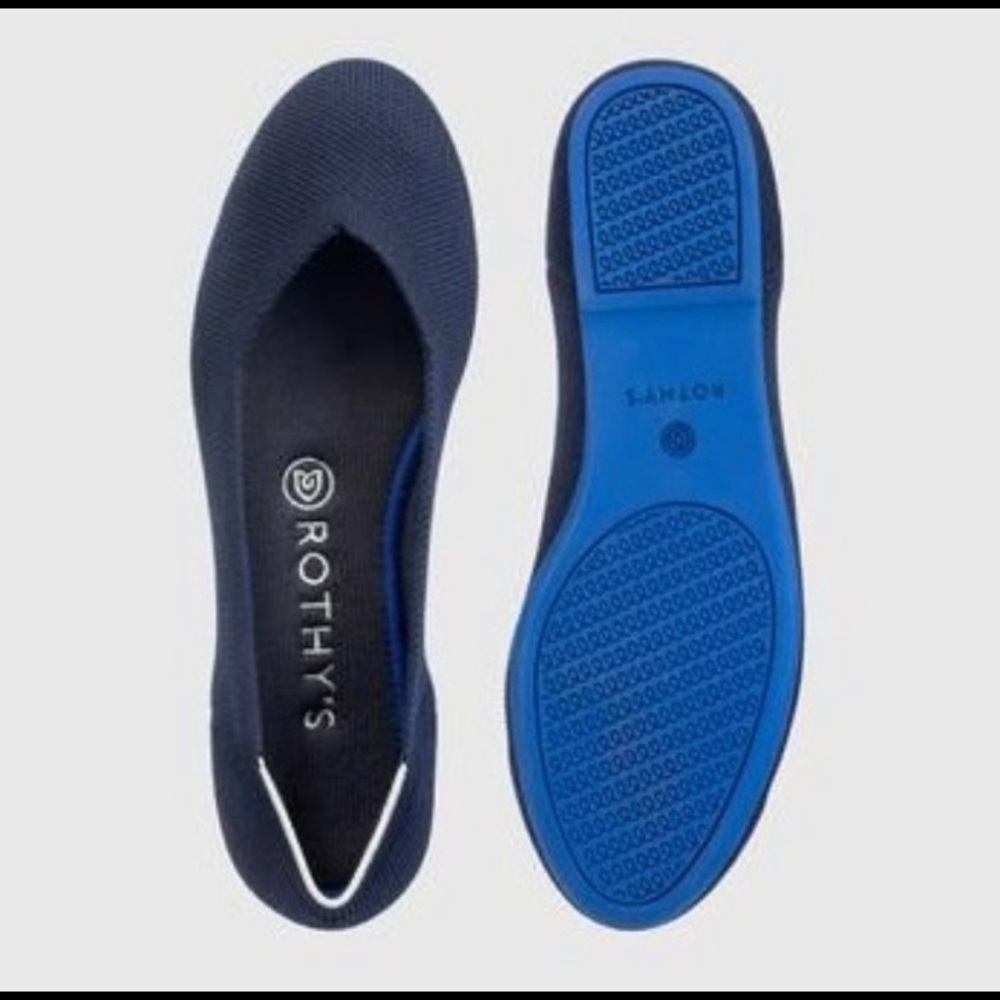 Rothy’s Navy Round Toe White Halo SHOES 7.5